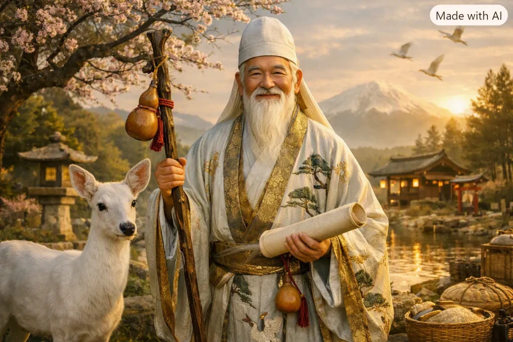 Jurojin Longevity God gods of good luck
