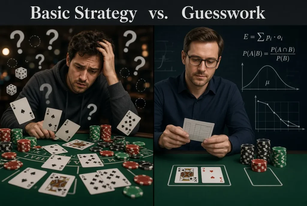 Basic Blackjack Strategy vs. Guesswork

