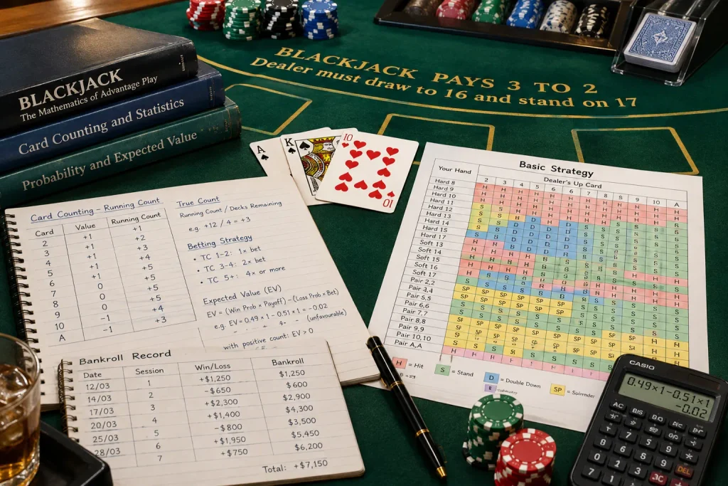 Blackjack card counting mathematics and bankroll management