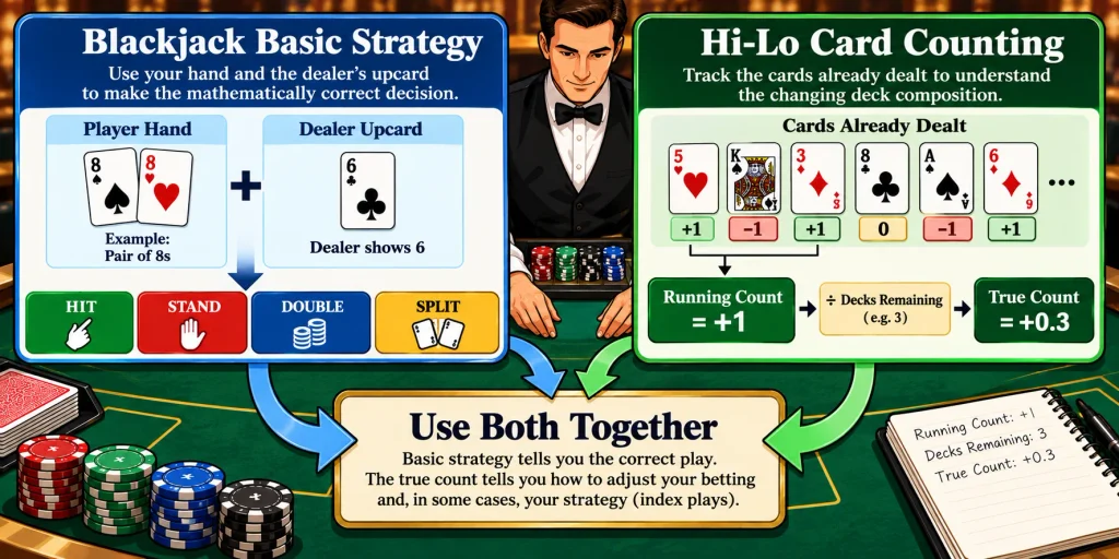 Hi-Lo Card Counting and Basic Strategy