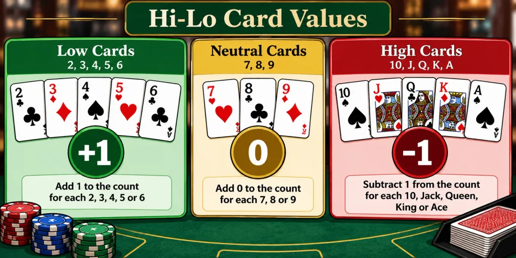 Hi-Lo Card Counting and Basic Strategy - Card Values Chart