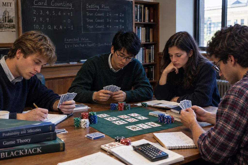 MIT Blackjack Team students practising blackjack card counting