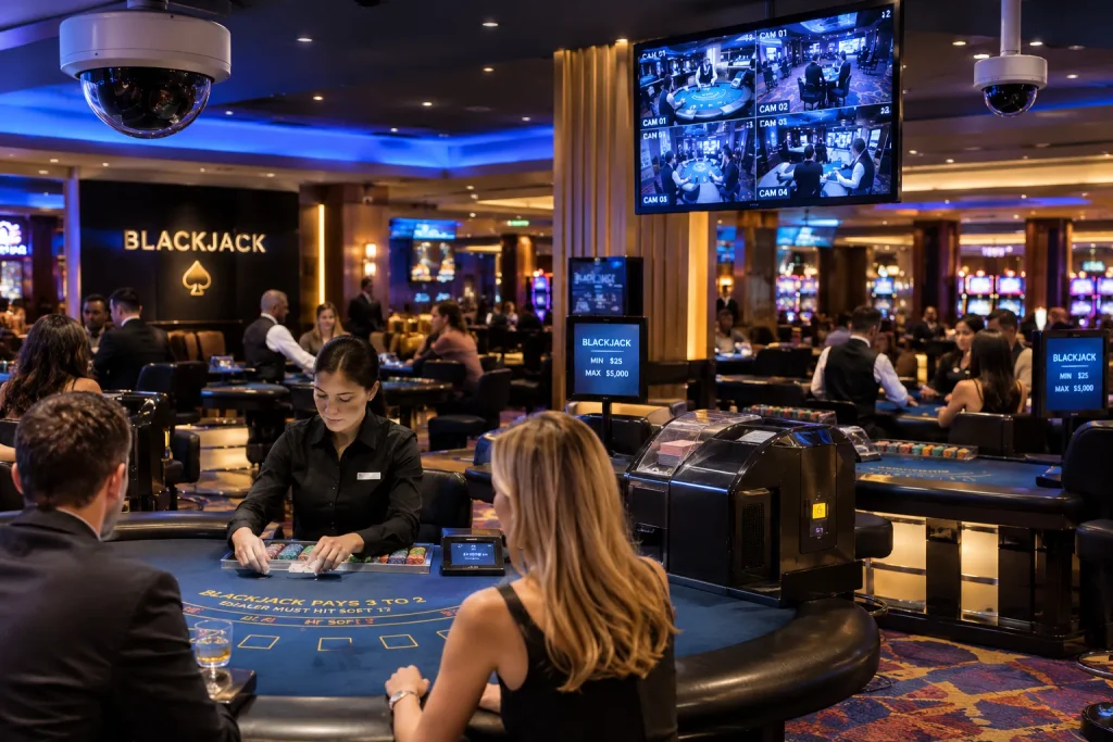 Modern casino blackjack table and surveillance technology in 2026