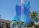 Architectural rendering of the planned Hard Rock Las Vegas resort. The guitar-shaped tower is its most distinctive feature; the completed property may differ from early visualisations.